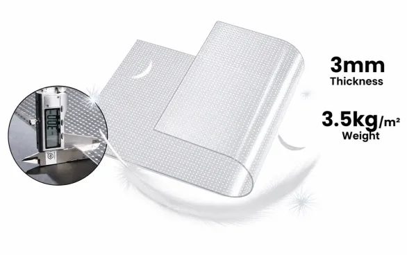 Ultra-Lightweight Design, Only 3 kg/m²，Ultra-Thin 3 mm LED Film Structure