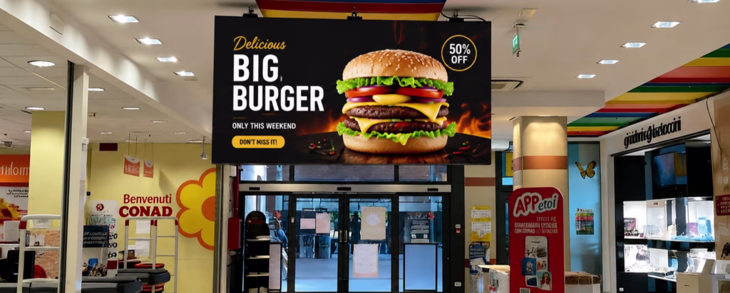 Binnenreclame met LED-verlichting in Italië